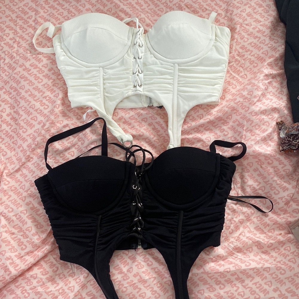 - Black and white corset tops